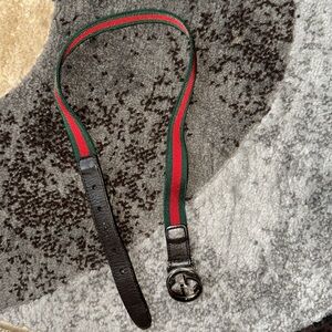 Kids web green Gucci belt sliver hardware